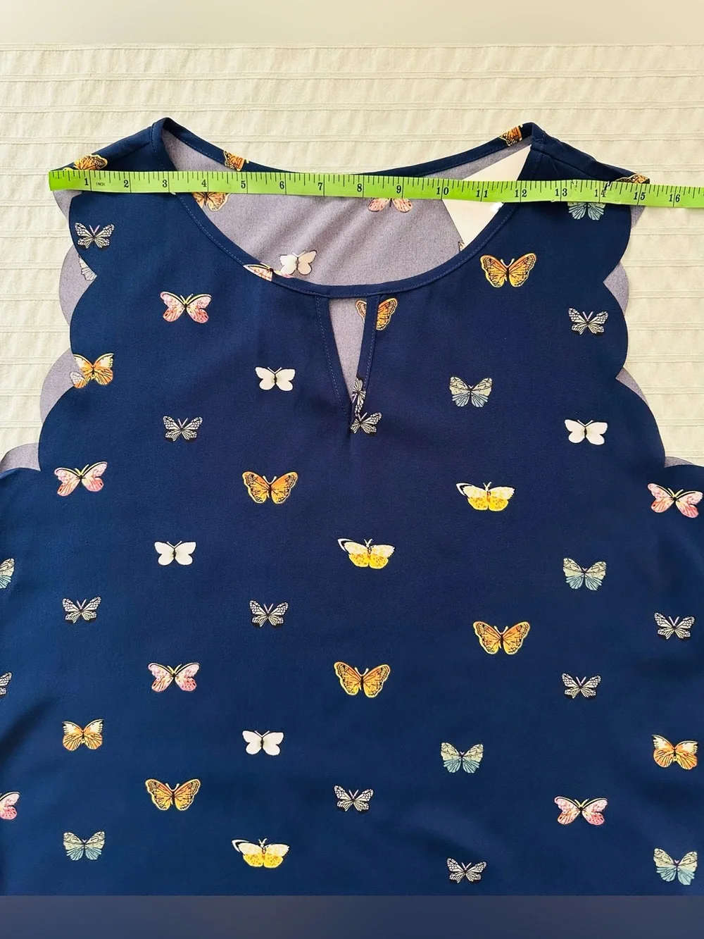 NWT Sleeveless Navy Butterfly Print Blouse - Medium